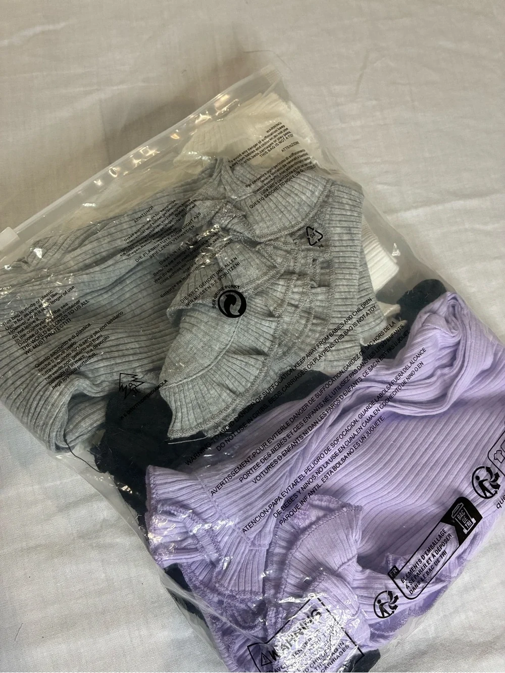 Ruffled Ribbed Flare Kids Leggings - Cream, Lavender, Gray, Black